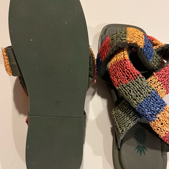 NWOT Farm Rio - Beautiful Rainbow Multicolor Woven Sandal - Picture 2 of 5